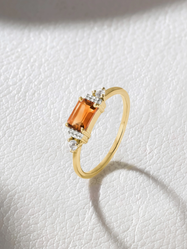 Madeira Citrine Topaz Crimson Ring – 14K Gold Plated
