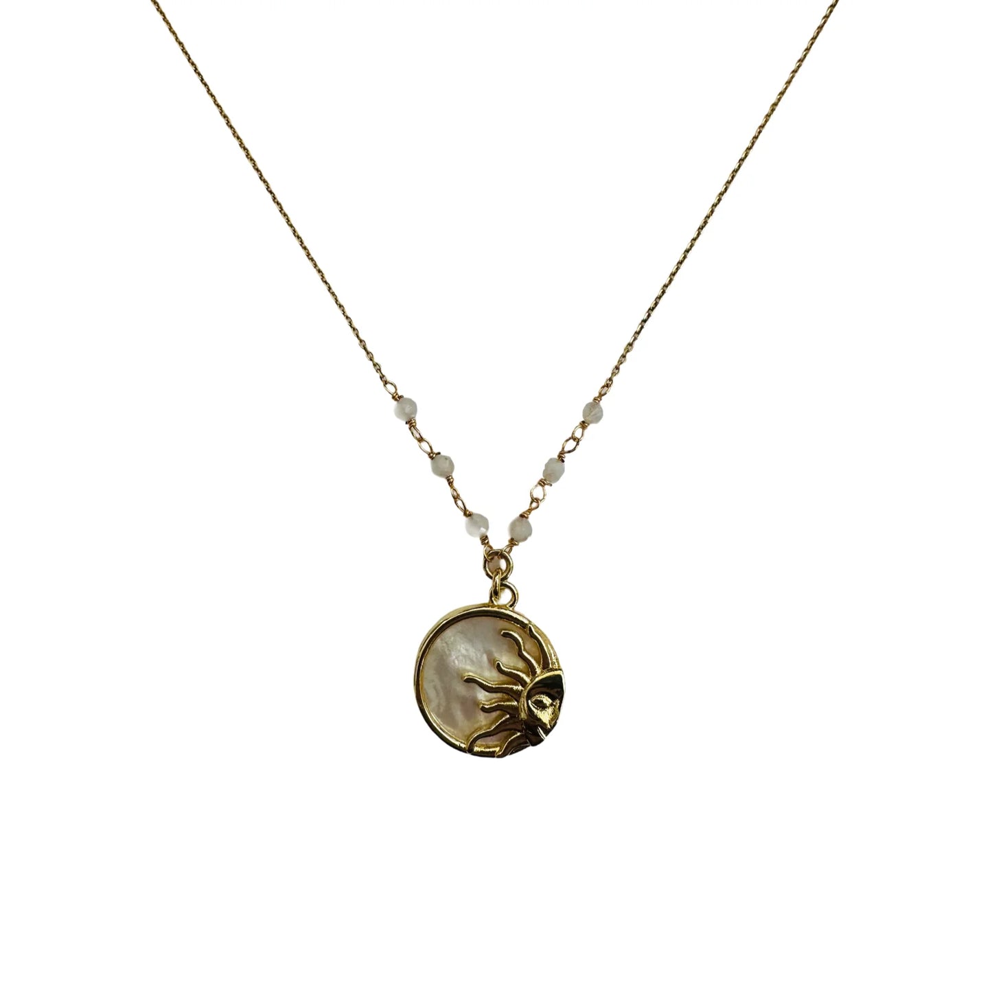 MOP Blazing Sun Necklace 14K GP