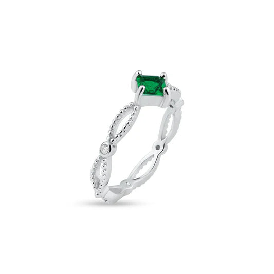 Emerald Diamond Braided Ring .925 - 9