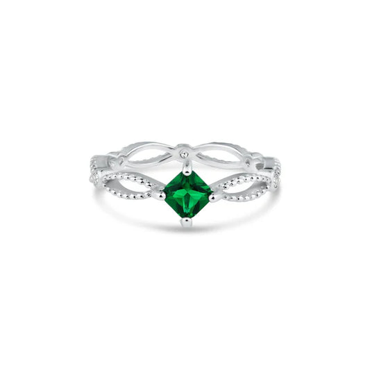 Emerald Diamond Braided Ring .925 - 9
