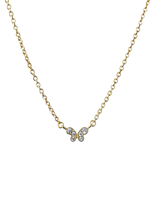 Mini CZ Butterfly Necklace 14K GP