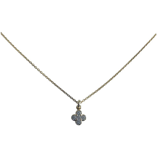 Ultra Mini Clover CZ Necklace 14K GP
