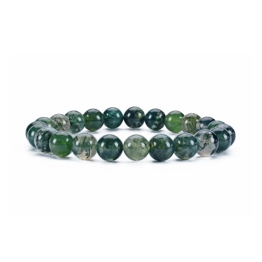 Moss Agate Stretch Bracelet 8mm