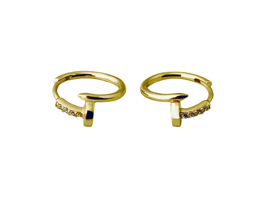 Nail CZ Hoop 14K GP