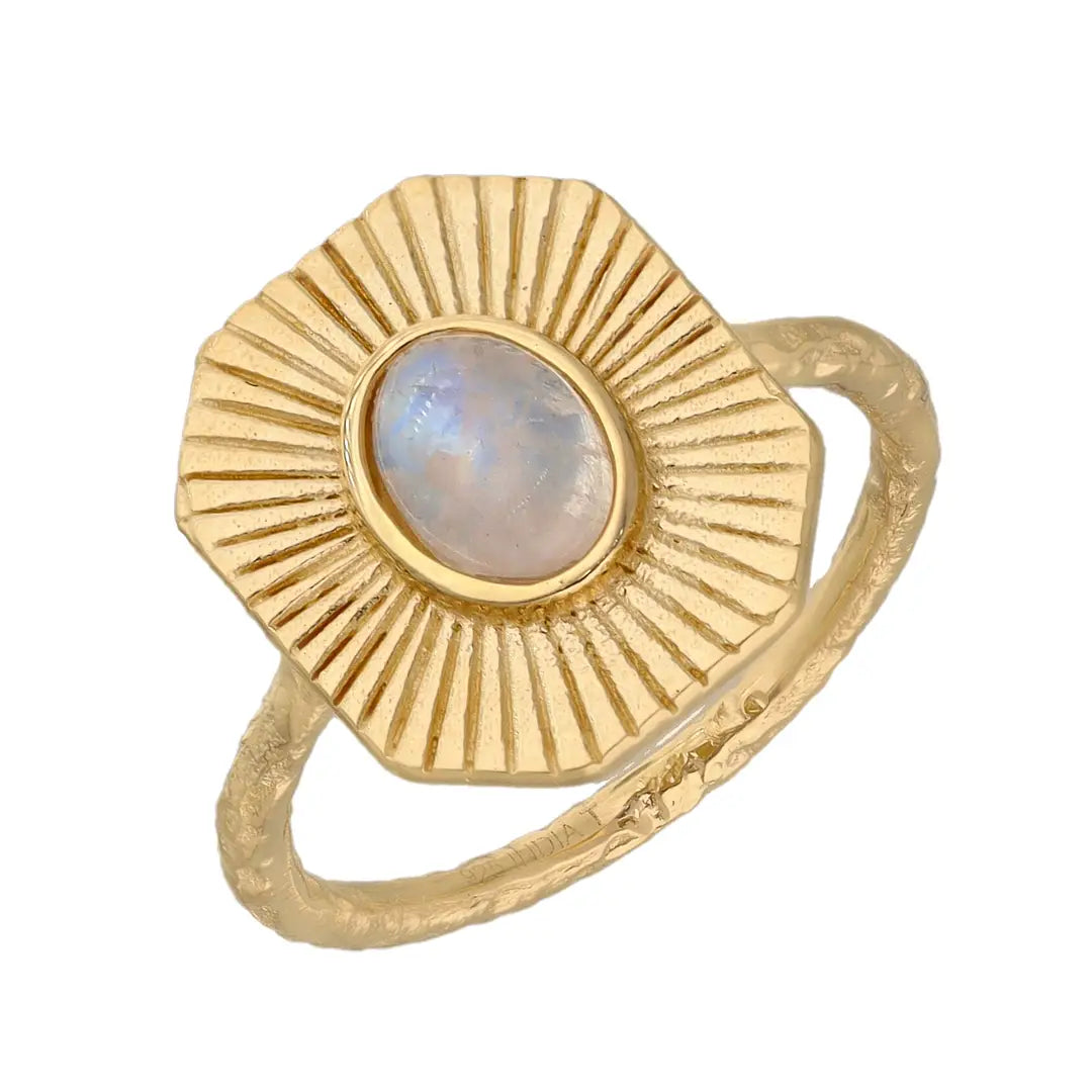 Moonstone Sunrise Cocktail Ring — 14K Gold Plated