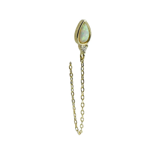 Opal Drop Chain Earrings 14K GP