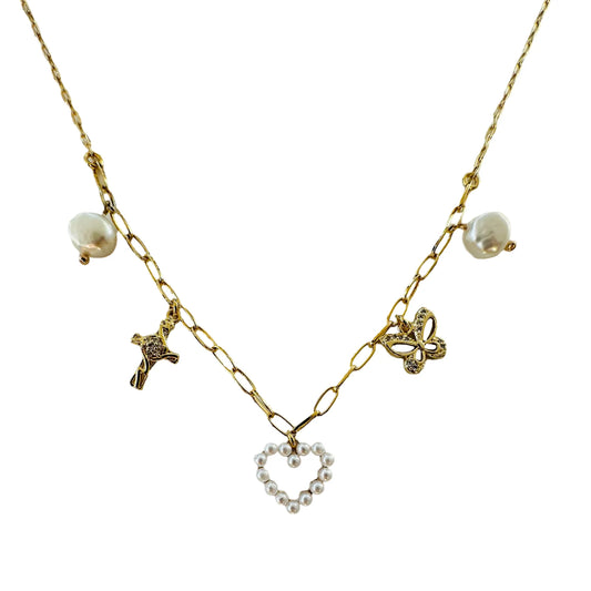 Charmed Pearls Necklace 14K GF