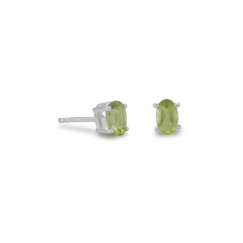 .925 Peridot Oval Earrings