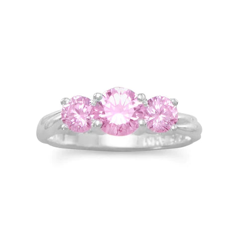.925 Pink CZ Ring