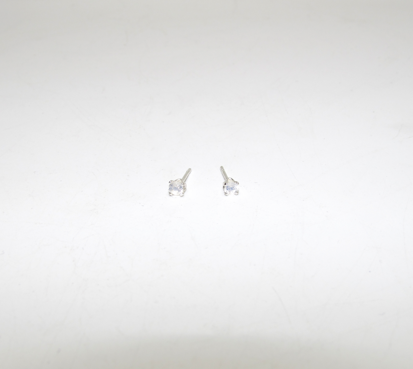Rainbow Moonstone Birthstone Stud Earrings – Sterling Silver
