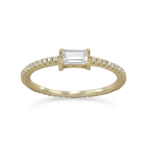 Rectangle CZ Bar Ring 14K GP