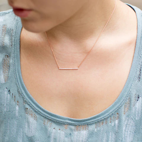 Rose Gold CZ Bar NK 14K GP