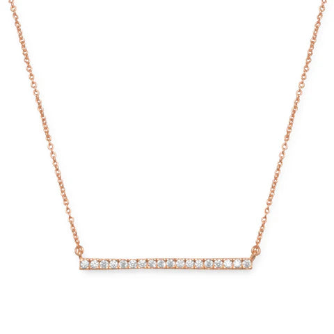Rose Gold CZ Bar NK 14K GP
