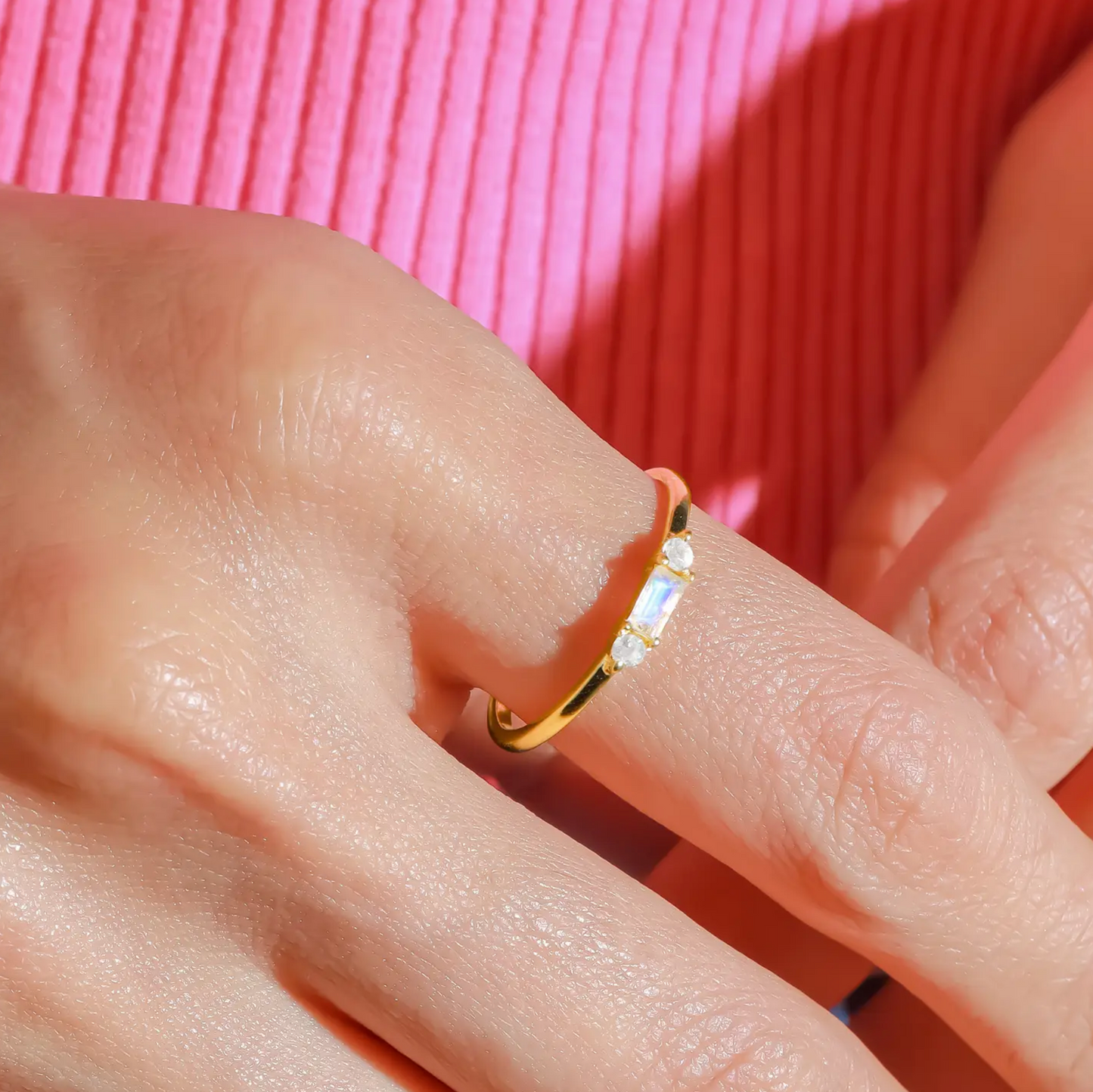 Mini Moonstone Ring 14K GP