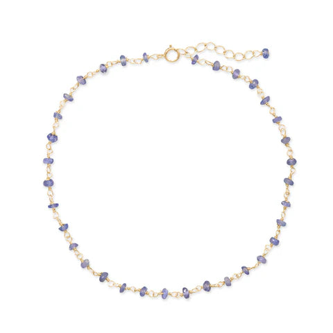 Natural Tanzanite Beaded Anklet | 14K Gold Fill