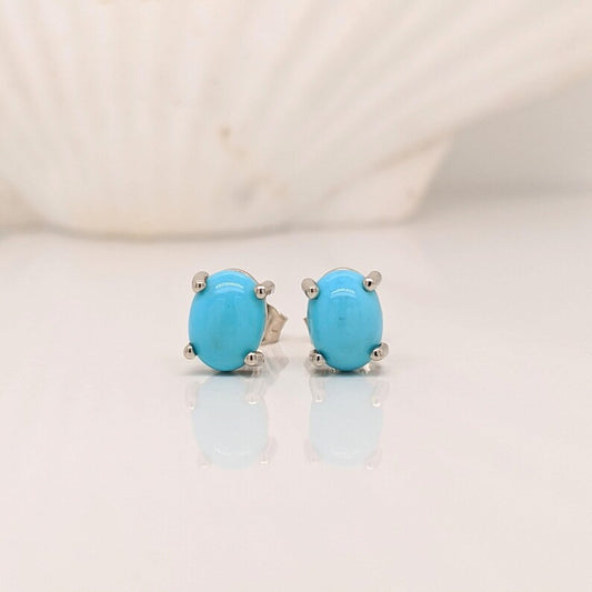 Turquoise Oval Studs .925