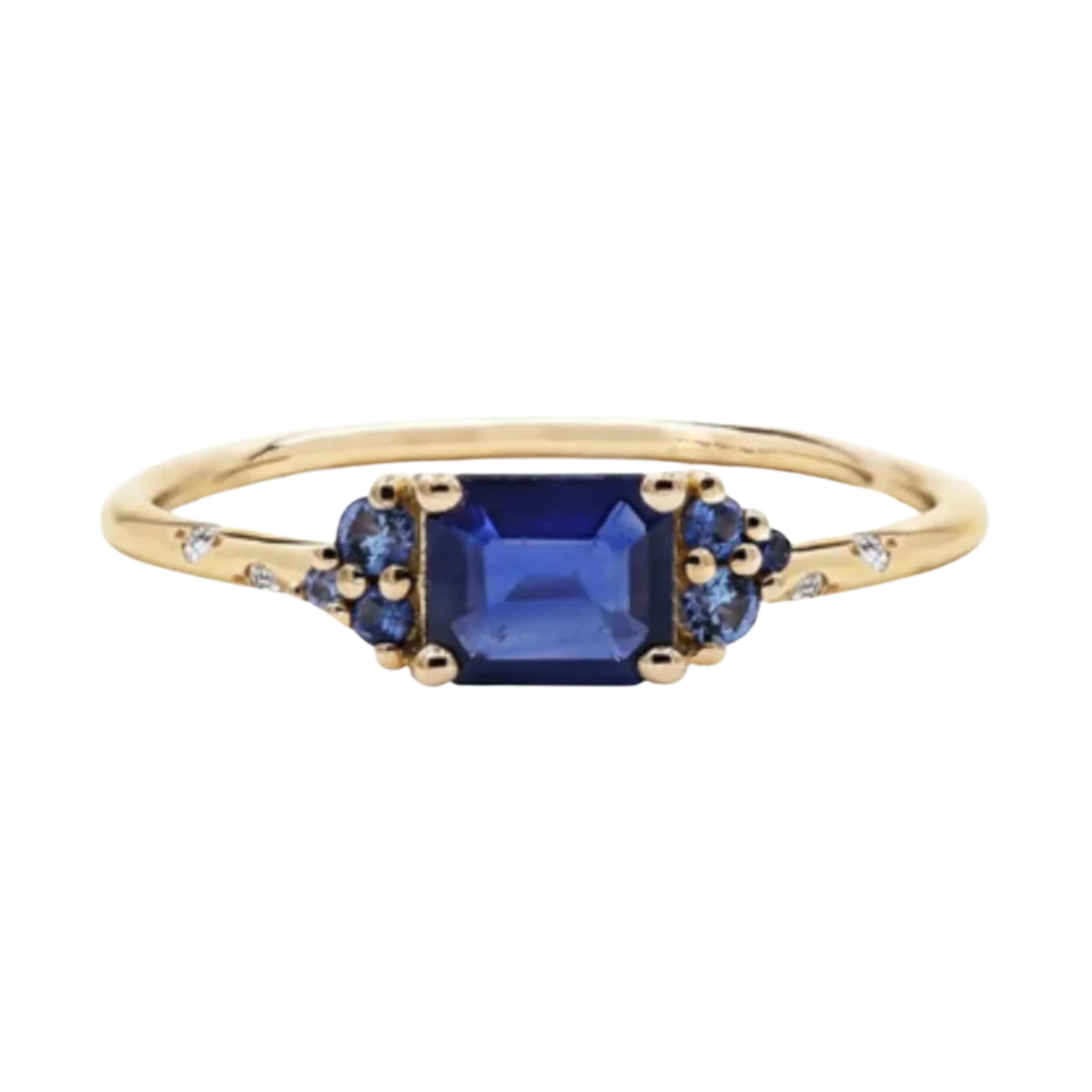 Blue Sapphire Starry Night Ring 18K GP