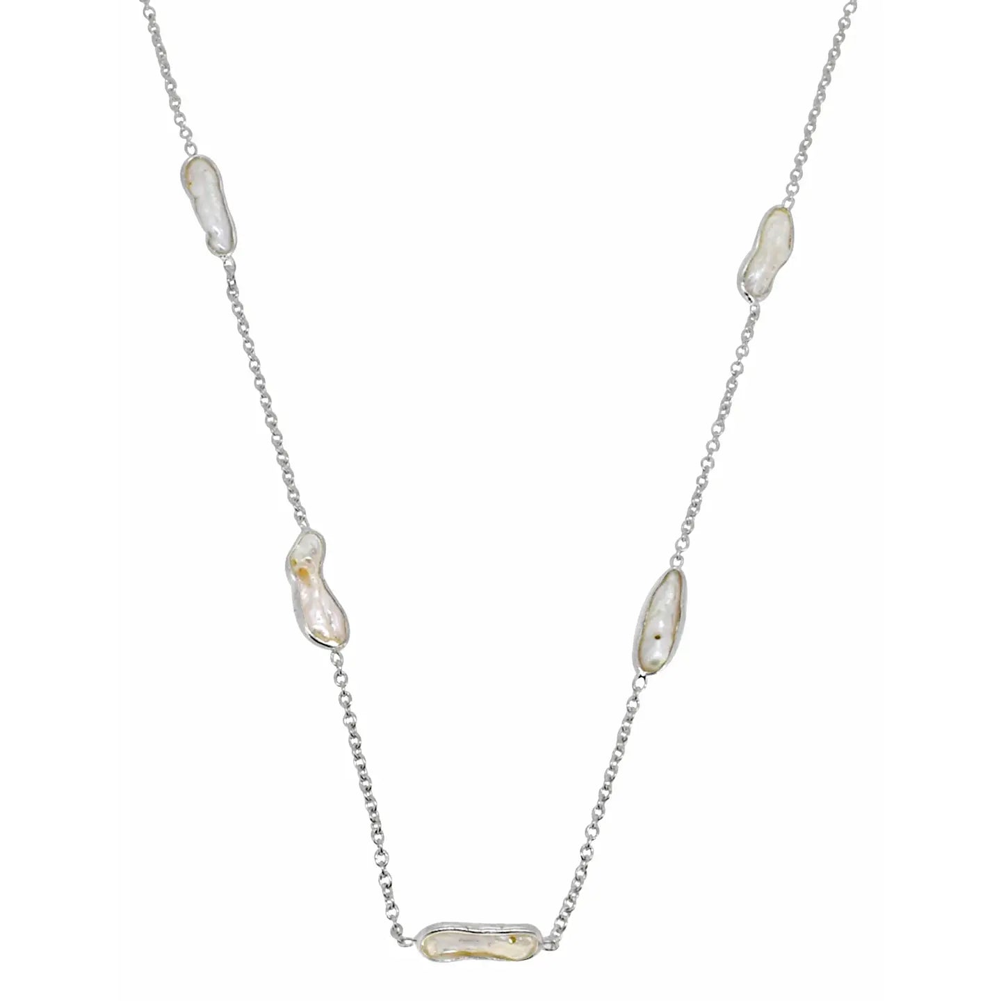 Freeform Pearl Strand Necklace – Sterling Silver