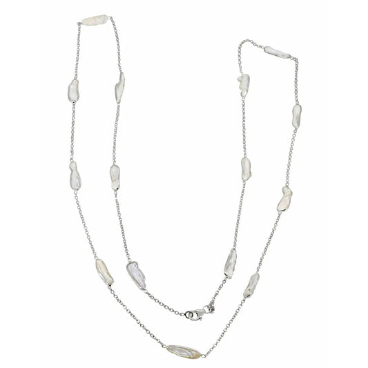 Freeform Pearl Strand Necklace – Sterling Silver