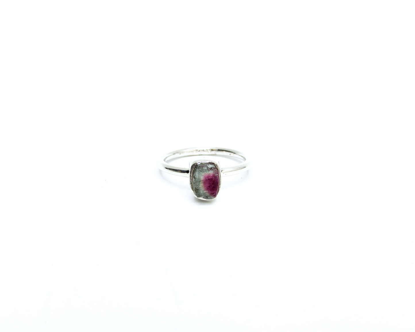 Watermelon Tourmaline Stackable Ring – Sterling Silver