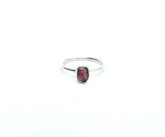 Watermelon Tourmaline Stackable Ring – Sterling Silver