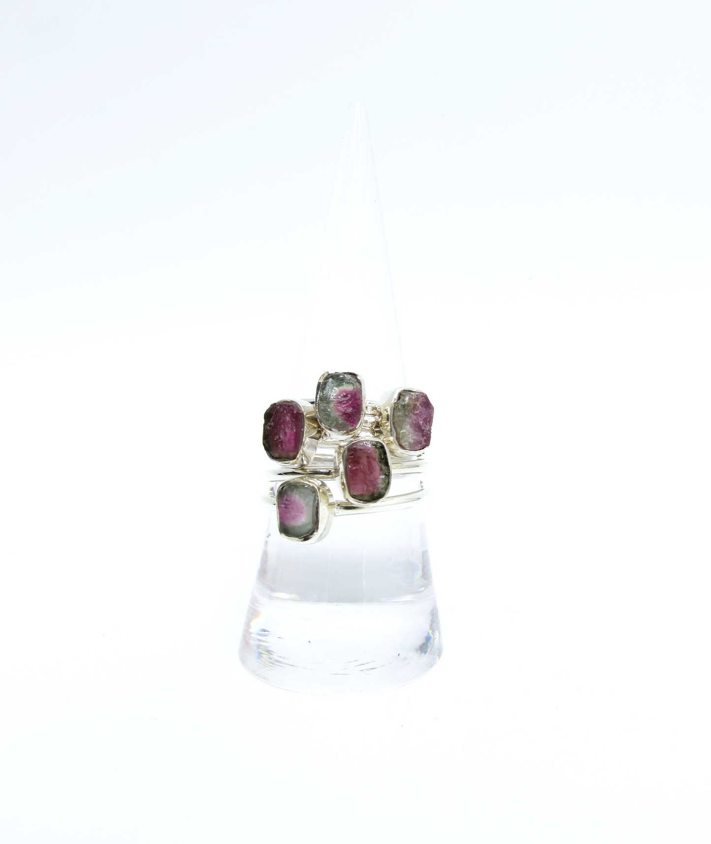 Watermelon Tourmaline Stackable Ring – Sterling Silver