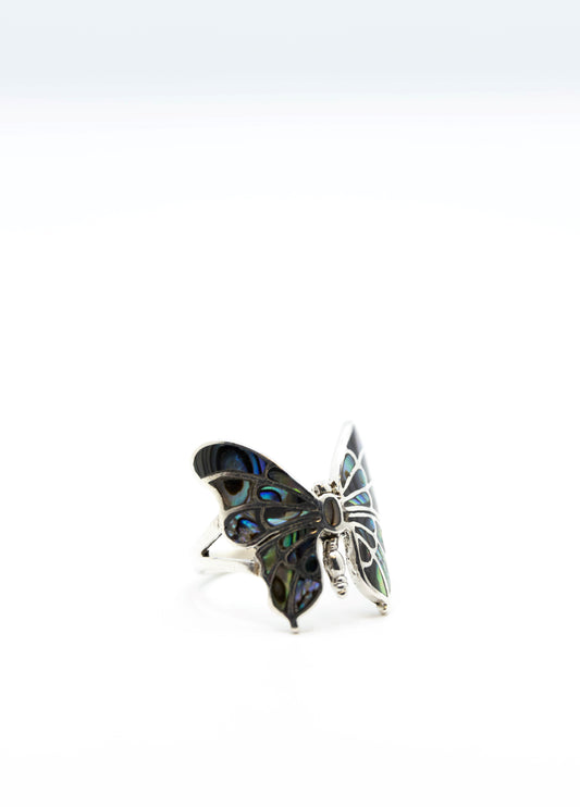 Abalone Butterfly Ring .925 Sterling Silver
