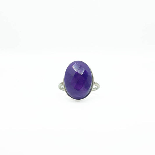 Faceted Amethyst Crystal Collection Ring .925