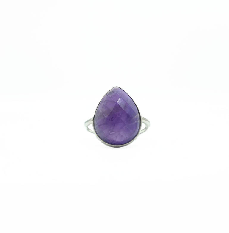Faceted Amethyst Crystal Collection Ring .925