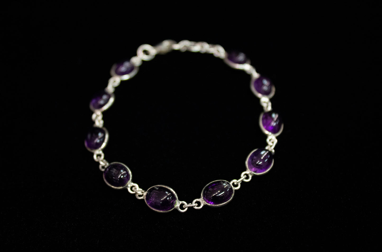 Amethyst Crystal Links Bracelet .925