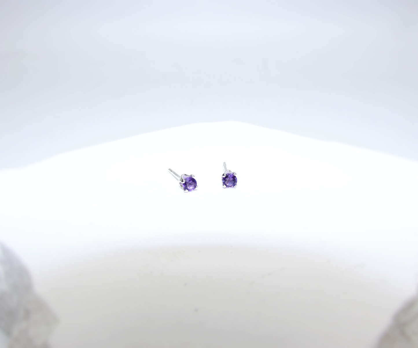 Amethyst Birthstone Stud Earrings – Sterling Silver