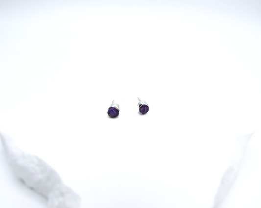 Amethyst Birthstone Stud Earrings – Sterling Silver