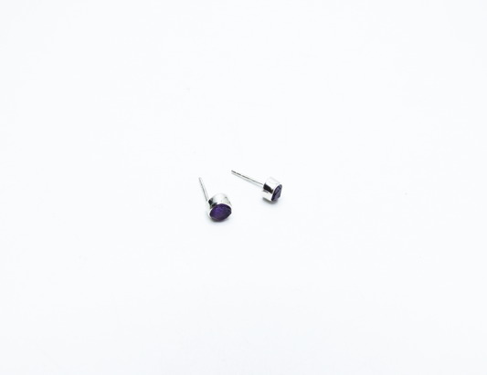Amethyst Birthstone Stud Earrings – Sterling Silver