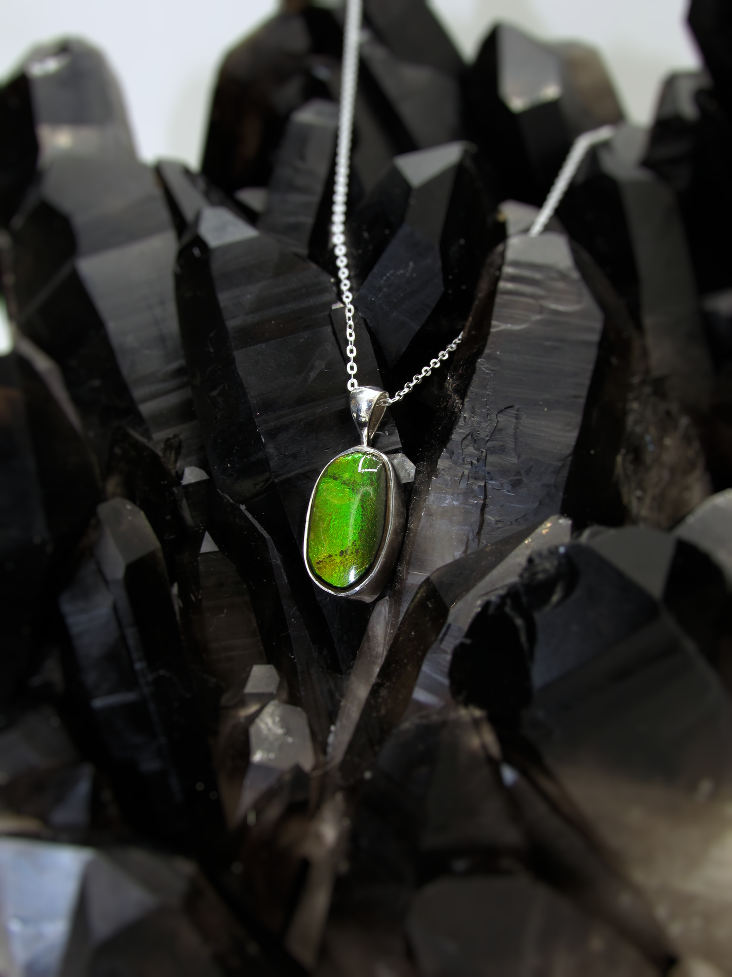 Natural Ammolite Pendant – Sterling Silver