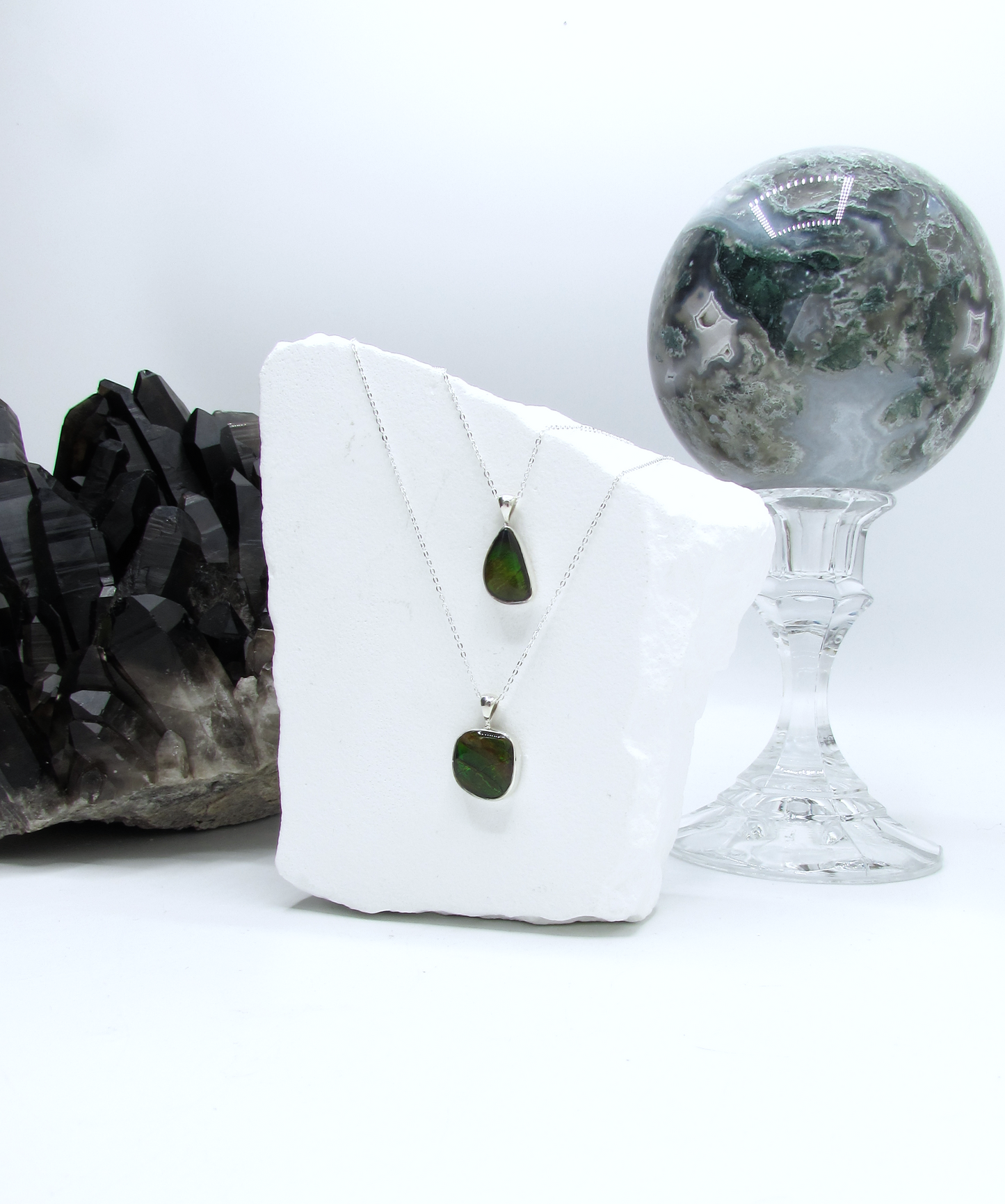 Natural Ammolite Pendant – Sterling Silver