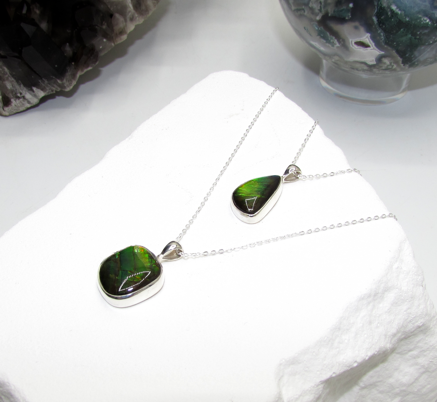 Natural Ammolite Pendant – Sterling Silver