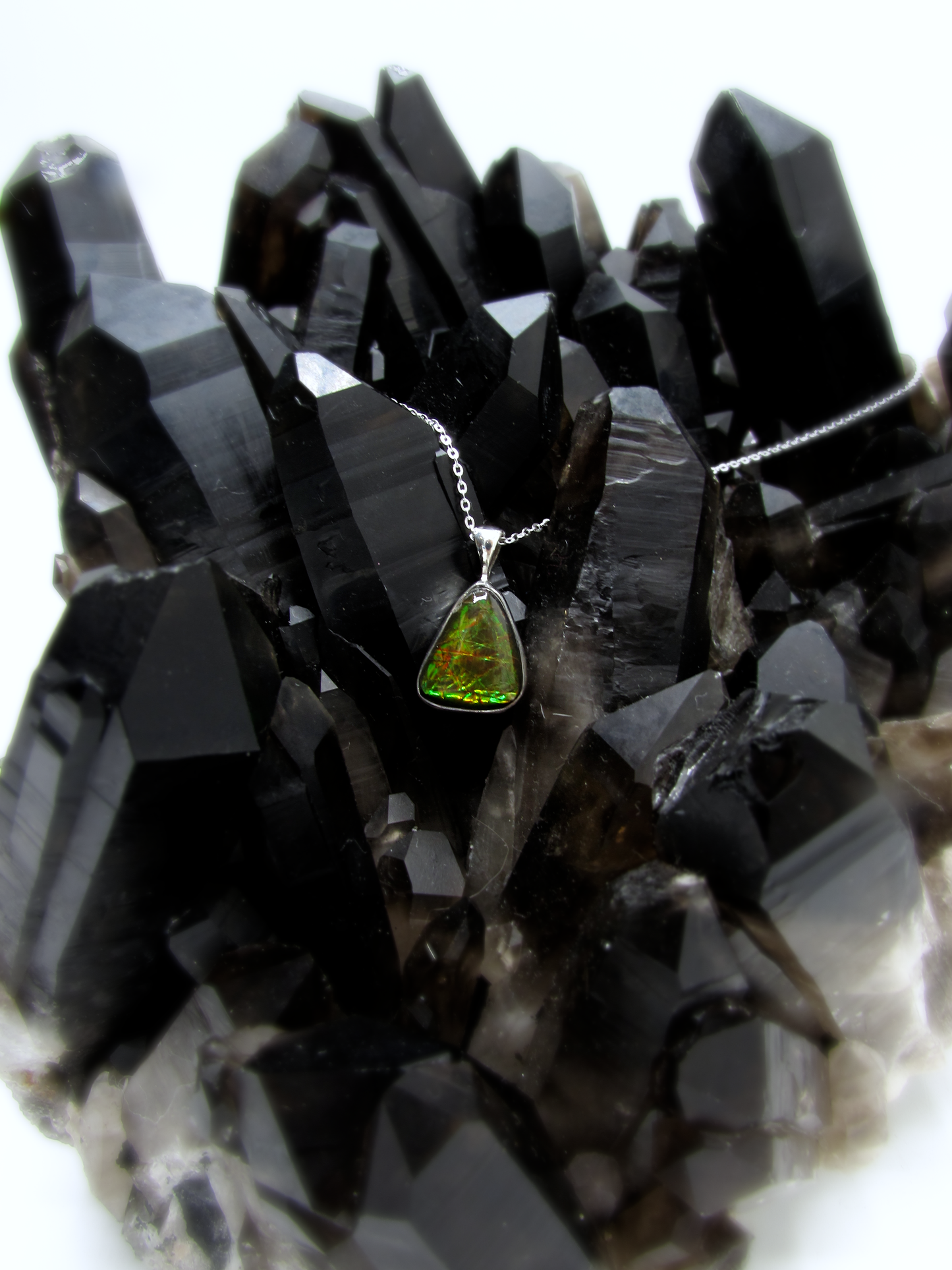 Natural Ammolite Pendant – Sterling Silver