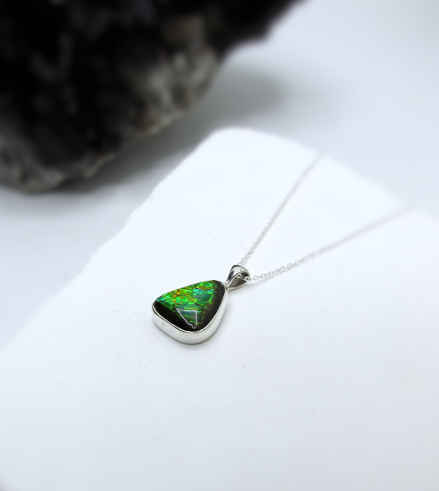 Natural Ammolite Pendant – Sterling Silver