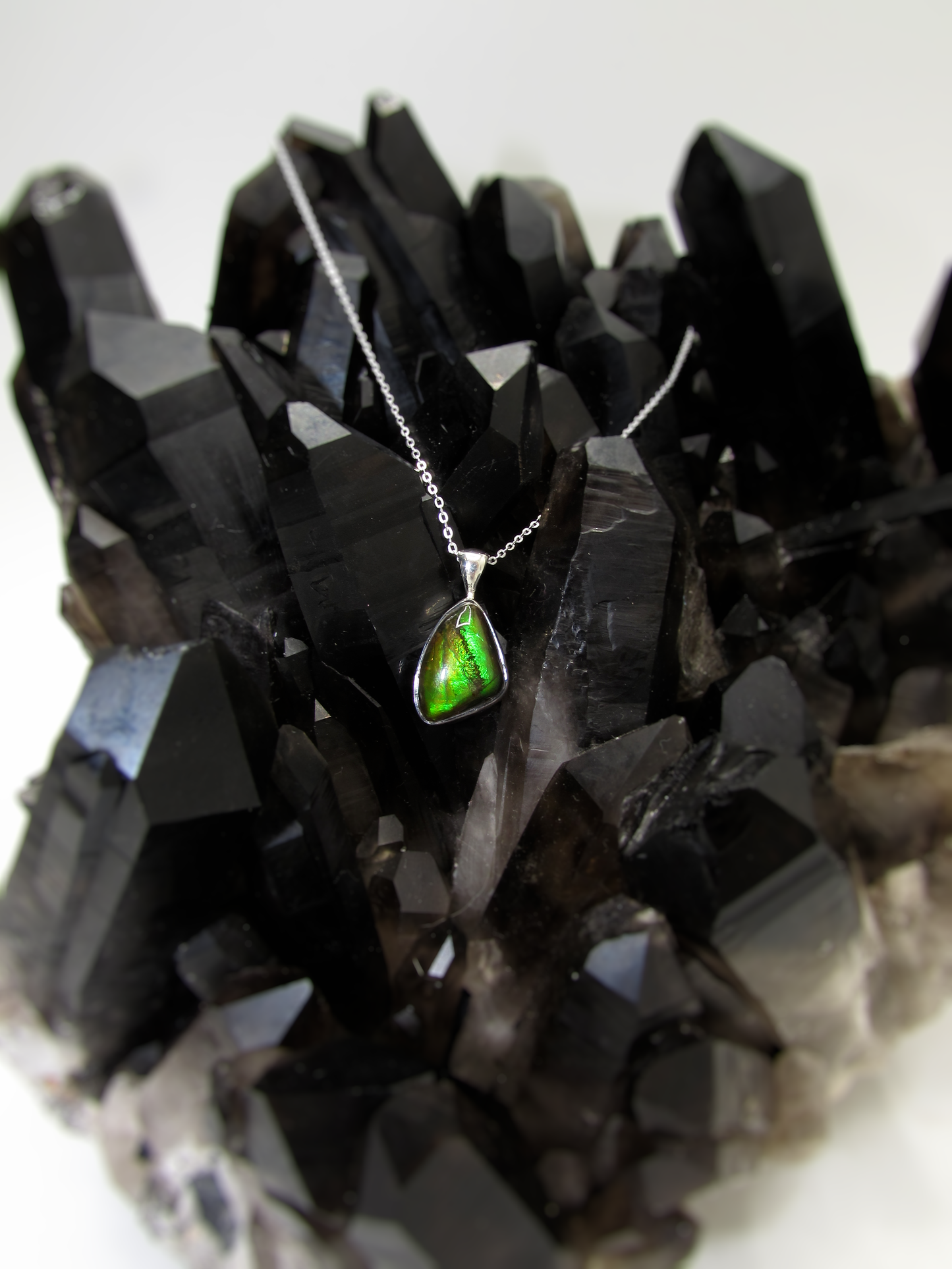 Natural Ammolite Pendant – Sterling Silver