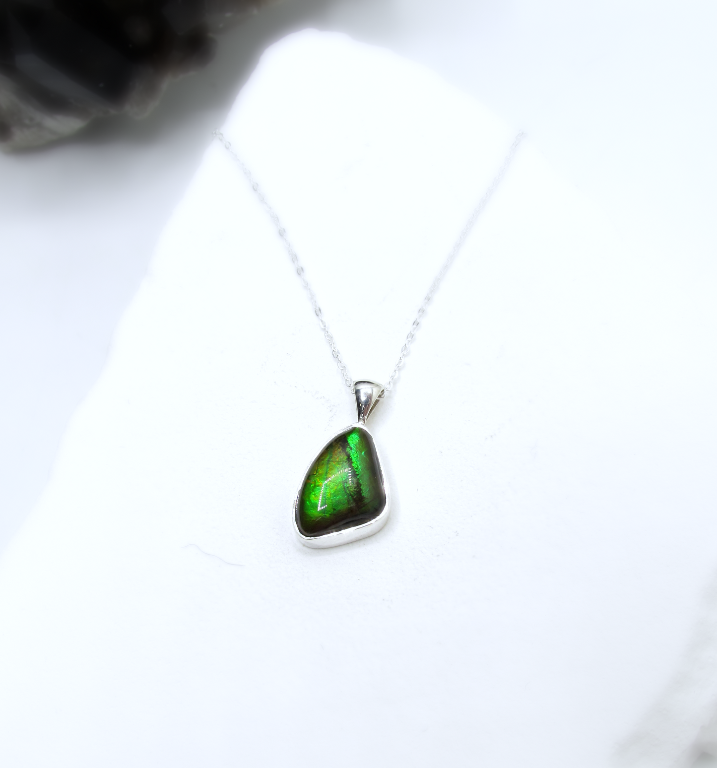 Natural Ammolite Pendant – Sterling Silver