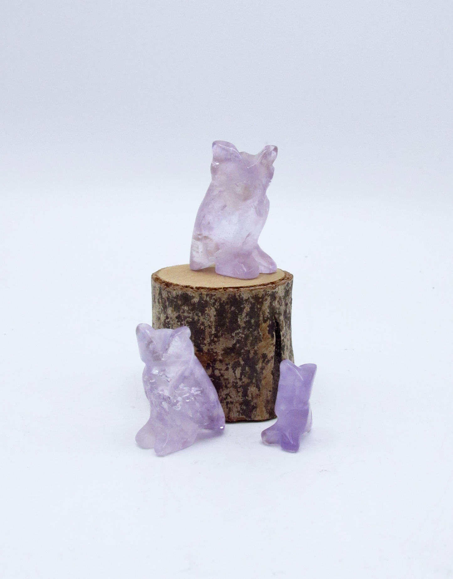 Mini Hand-Carved Amethyst Owl