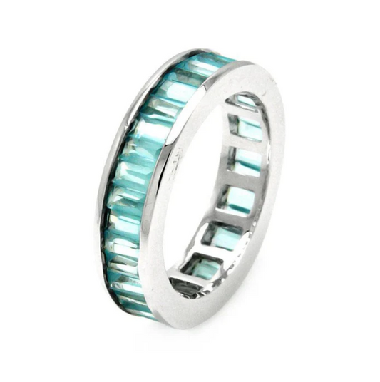 Aqua CZ Eternity Band .925 - 9