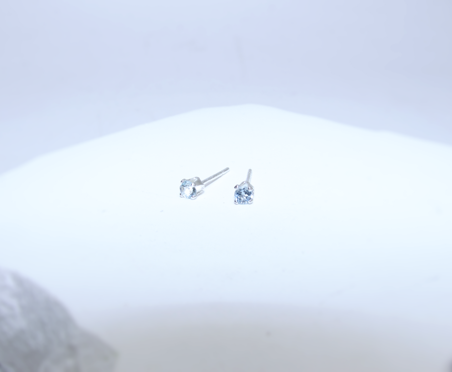Aquamarine Birthstone Stud Earrings – Sterling Silver
