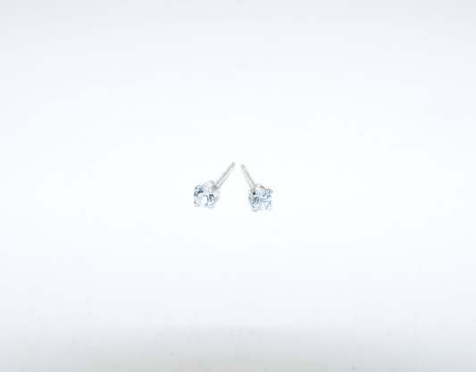 Aquamarine Birthstone Stud Earrings – Sterling Silver