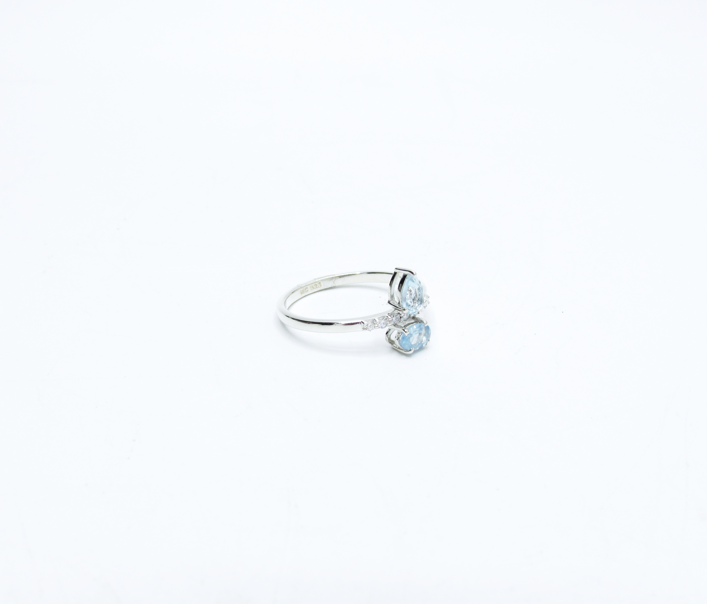 Aquamarine & Moissanite Ring – Sterling Silver .925