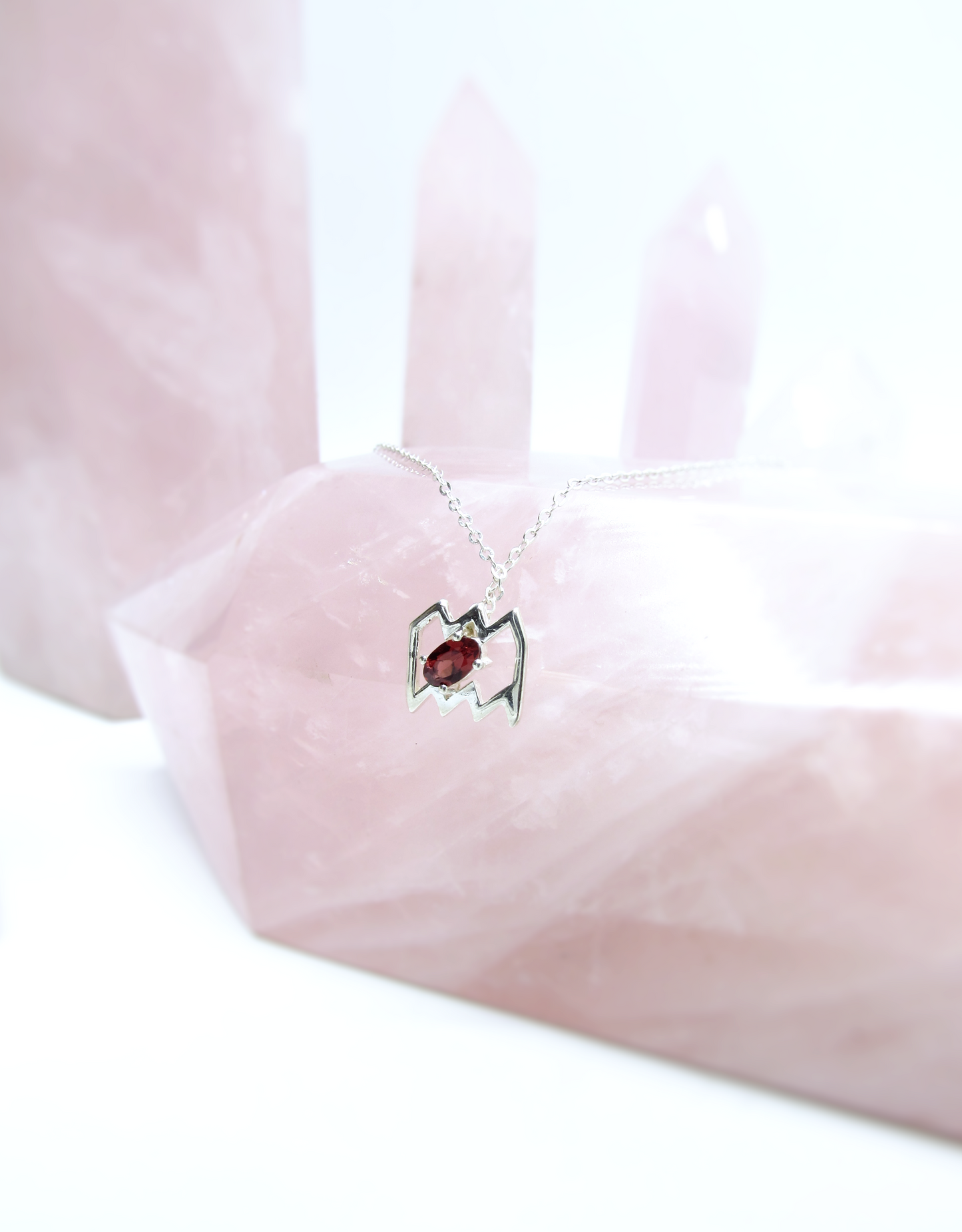 Aquarius Zodiac Pendant - Garnet – Sterling Silver