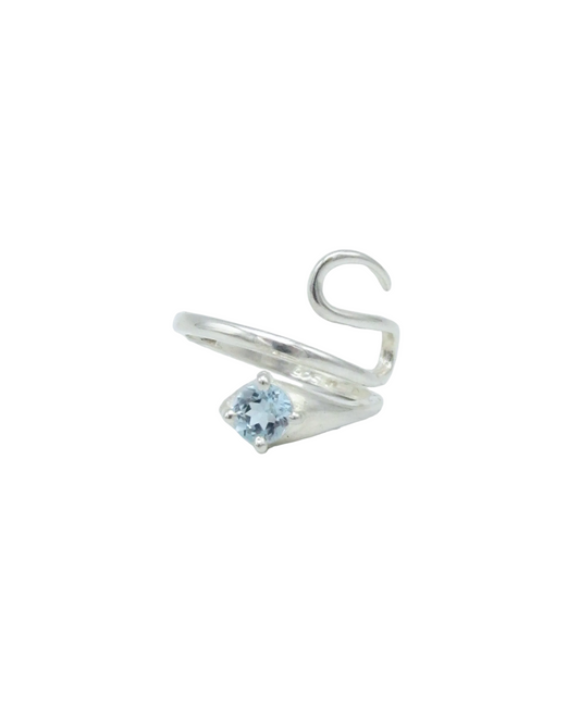 Blue Topaz Swerve Ring | Sterling Silver