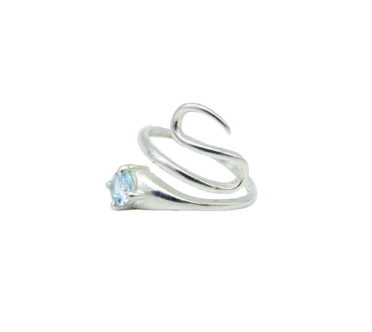 Aquamarine Swerve Ring - 7 | Sterling Silver