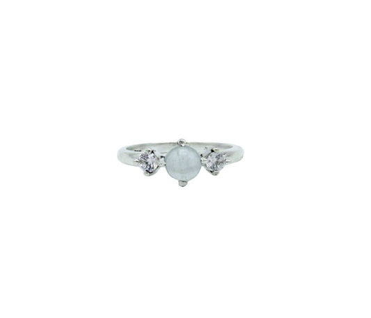 Aquamarine & White Topaz Ring | Sterling Silver