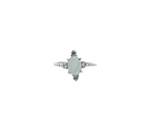 Aquamarine Topaz Diamond Ring | Sterling Silver
